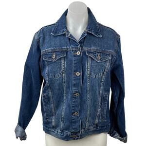 Denim Desire Women's Blue Medium Wash Long Sleeve Button Up Jean Jacket Size L
